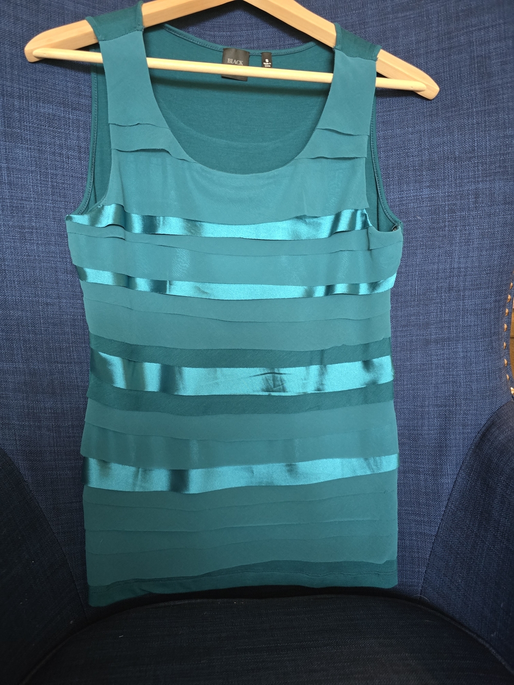 Teal Me Something New! Rivet Teal Satin-Striped Sleeveless Tank